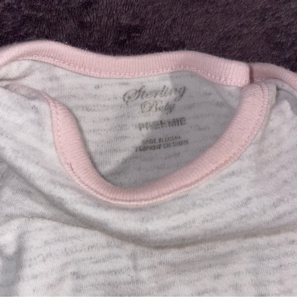 STERLING Baby Preemie Little Peanut Striped Baby Girl Sleeper Night Gown - Picture 6 of 6